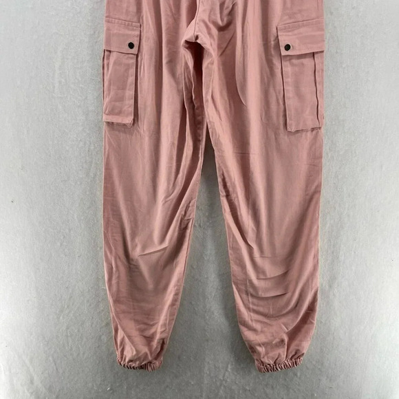 PrettyLittleThing Cargo Pants Women's Sz 2 Pink Pockets High-Rise Elastic Waist - Picture 9 of 13